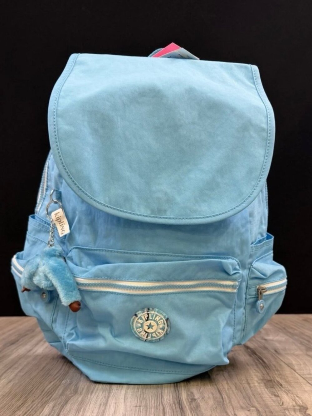 Kipling Ezra Large Backpack Powder Blue Marble Travel Bookbag KIA2X9 Womens NEW